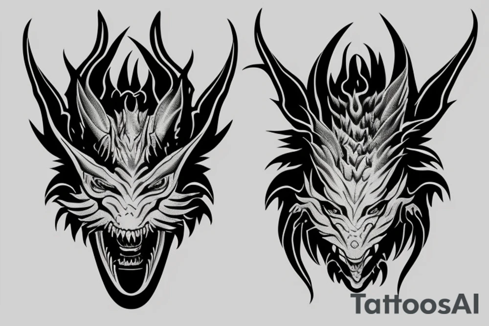 Oni mask dragon tattoo idea
