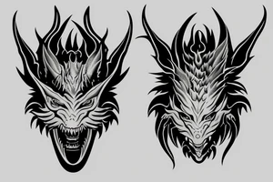Oni mask dragon tattoo idea