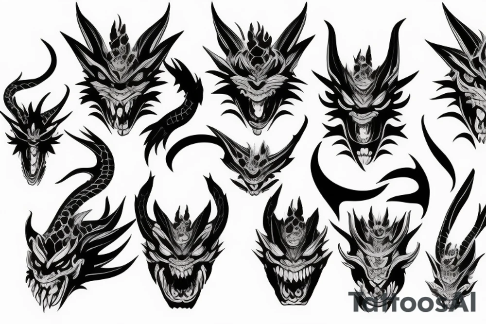 Oni mask dragon tattoo idea