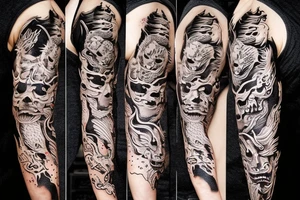 Oni mask dragon tattoo idea