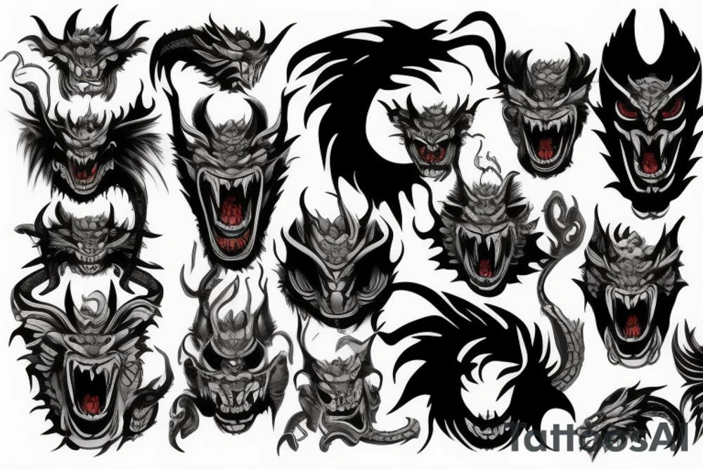 Oni mask dragon tattoo idea