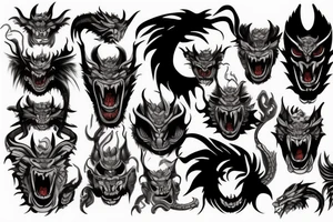 Oni mask dragon tattoo idea