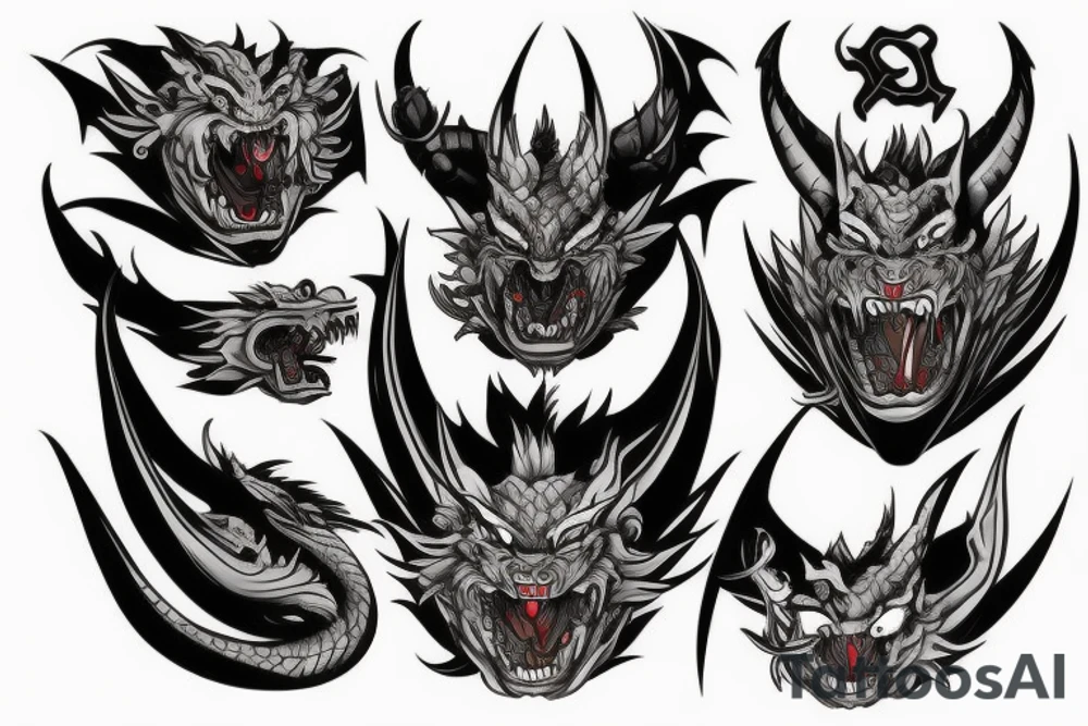 Oni mask dragon tattoo idea