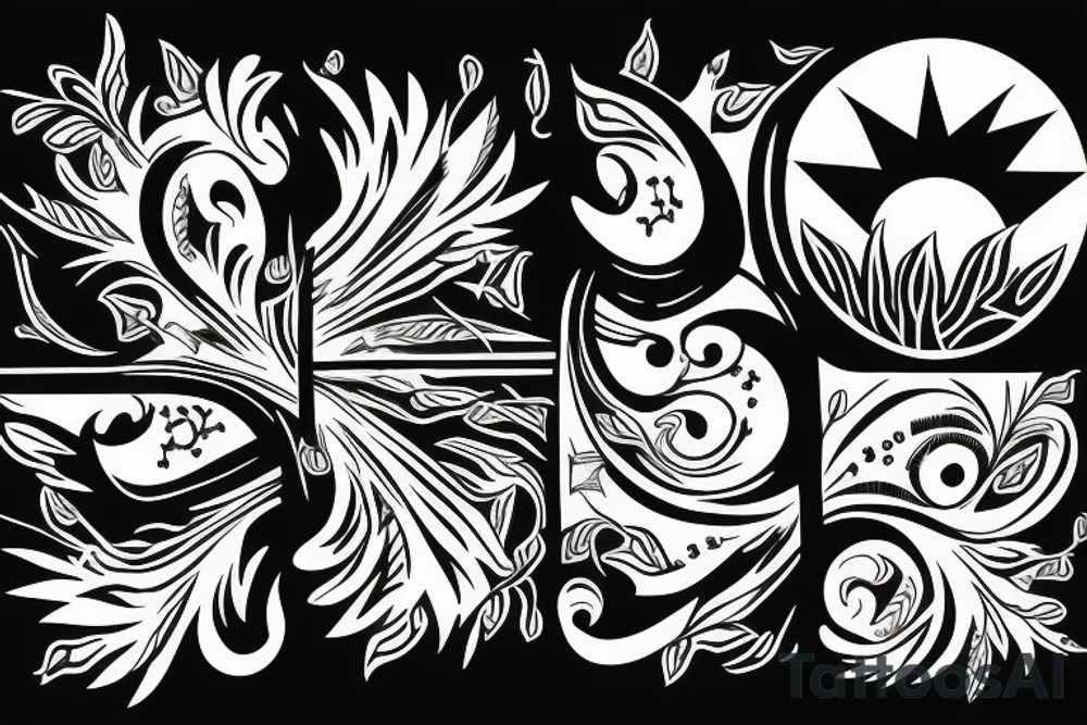 lightning strike bohemian tattoo idea
