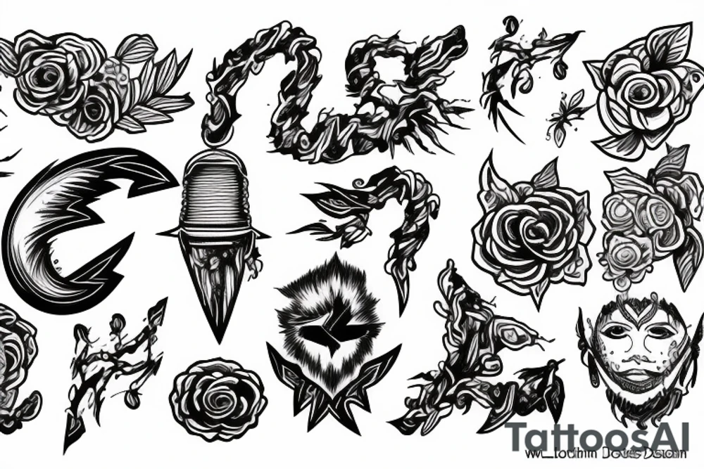 lightning strike bohemian tattoo idea