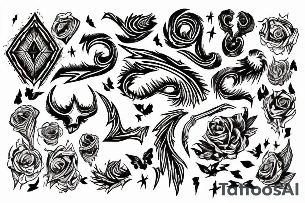 lightning strike bohemian tattoo idea
