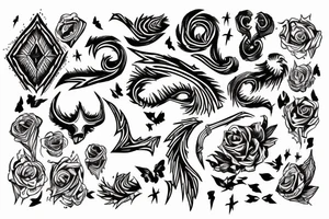 lightning strike bohemian tattoo idea