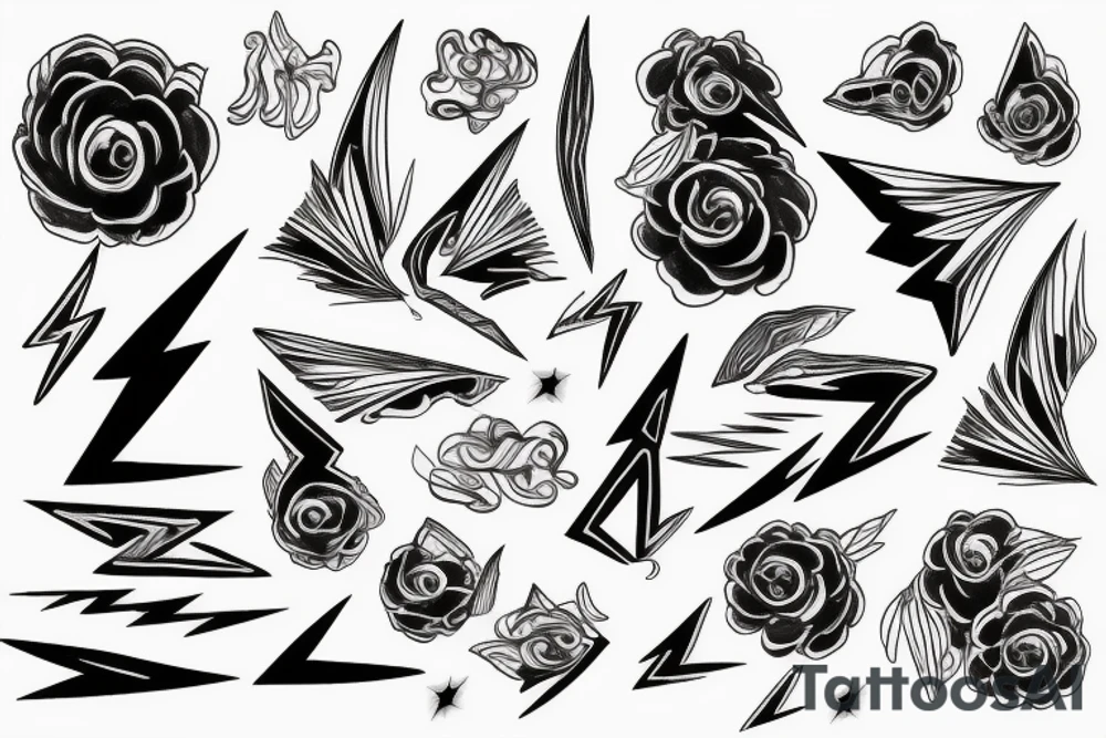 lightning strike bohemian tattoo idea