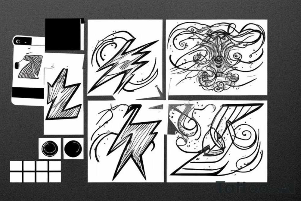 lightning strike bohemian tattoo idea