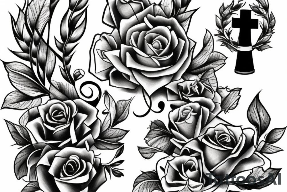 A Vase that is losing water with lighning a cross tattoo idea