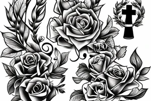 A Vase that is losing water with lighning a cross tattoo idea