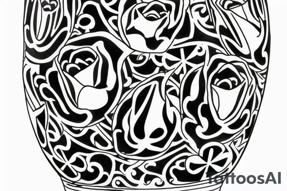 A Vase that is losing water with lighning a cross tattoo idea