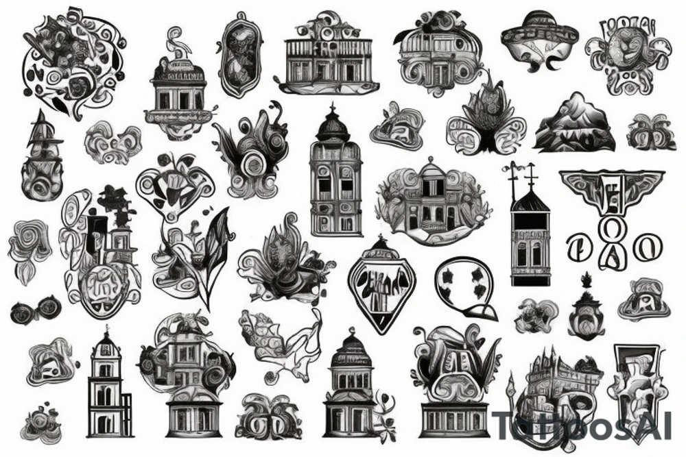 Portugal with name of the city Abrunhosa a Velha inside tattoo idea