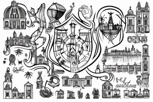 Outline of Portugal with name of the city Abrunhosa a Velha inside tattoo idea