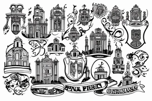 Outline of Portugal with name of the city Abrunhosa a Velha inside tattoo idea