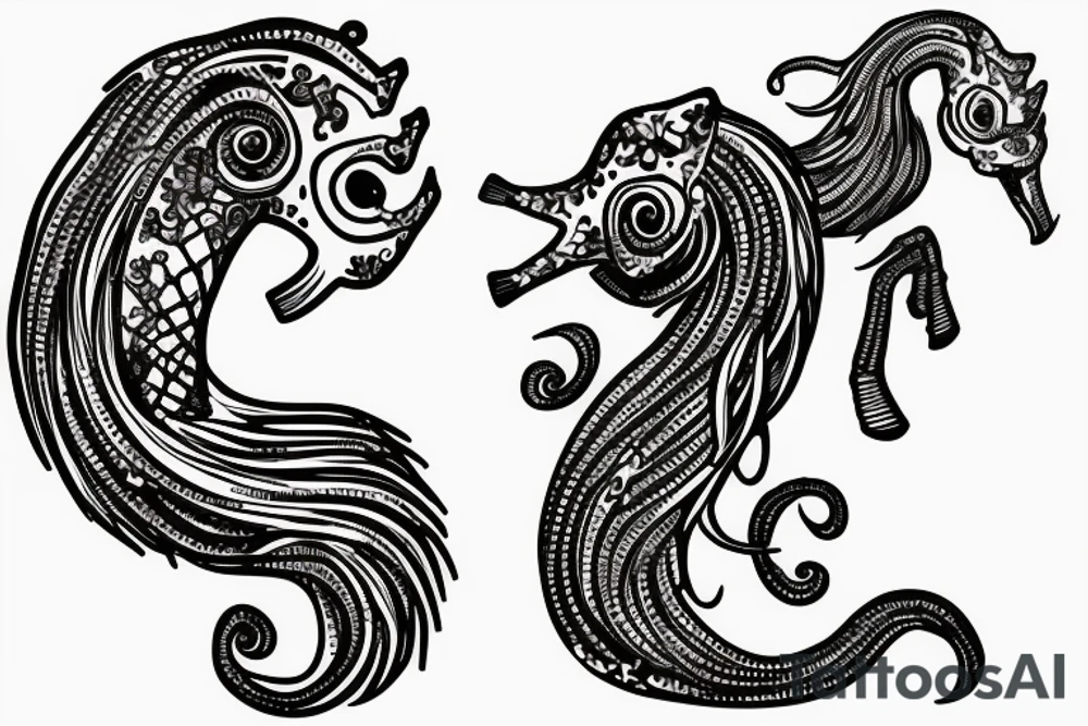Sea horse, artificial intelligence tattoo idea
