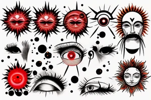 Sun with red flares and a third eye tattoo idea