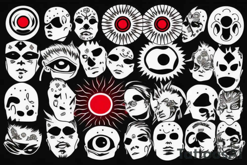 Sun with red flares and a third eye tattoo idea