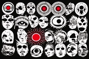 Sun with red flares and a third eye tattoo idea