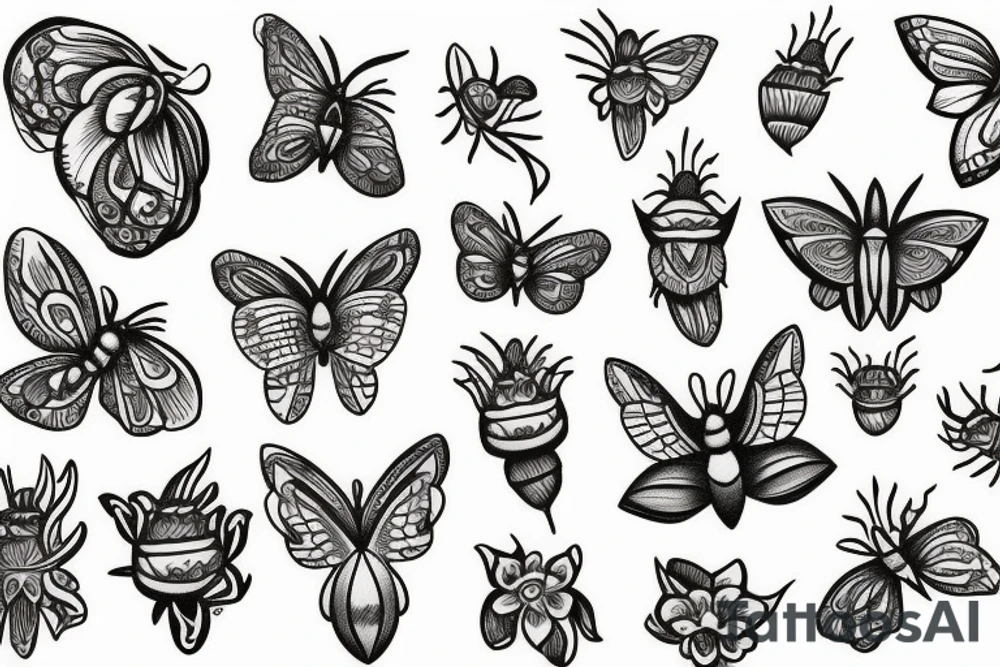 Moth flower tattoo idea