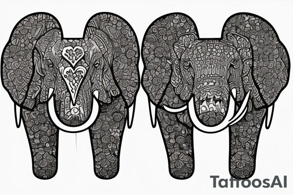 Three elephant faces that have flowers surrounding them tattoo idea Three elephant faces that have flowers surrounding them tattoo idea
