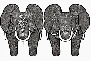 Three elephant faces that have flowers surrounding them tattoo idea