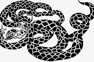 Traditional panther eating snake tattoo idea