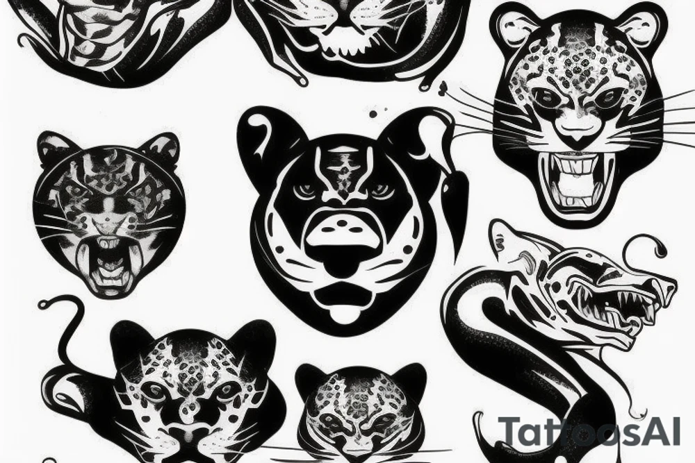 Vintage panther tattoo flash tattoo idea