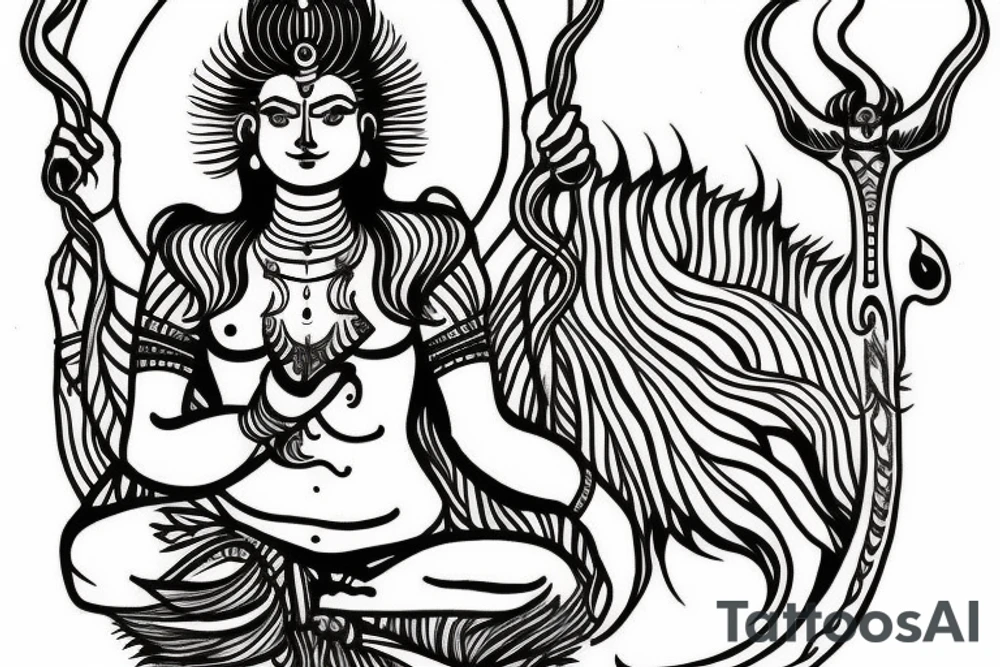 Shiva small tatto only with lines tattoo idea
