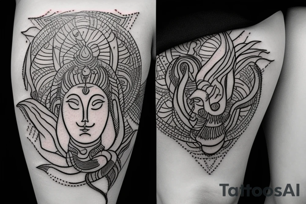 Shiva small tatto only with lines tattoo idea
