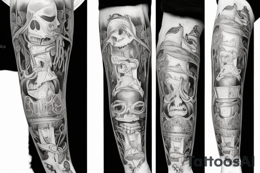 arm sleeve inspired by the song mansion by NF tattoo idea