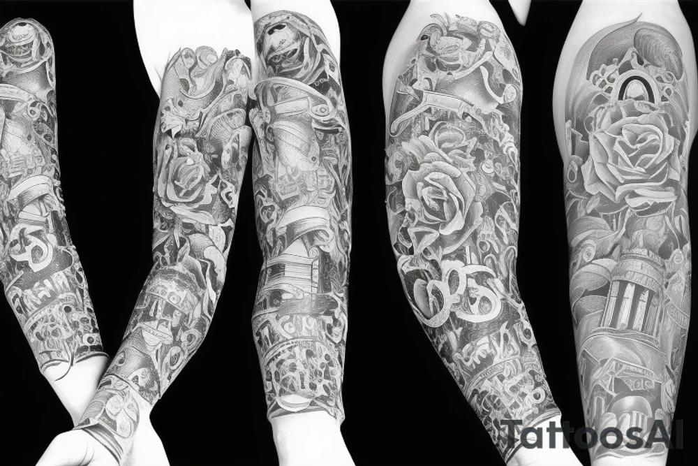 arm sleeve inspired by the song mansion by NF tattoo idea