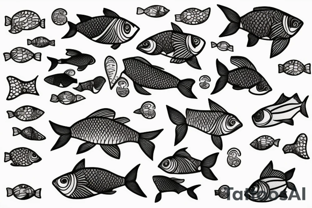 Three fishes swimming underwater tattoo idea