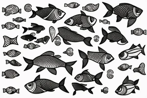 Three fishes swimming underwater tattoo idea