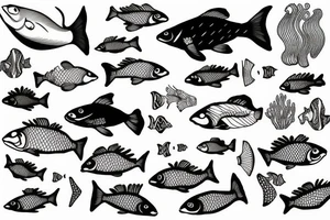 Three fishes swimming underwater tattoo idea