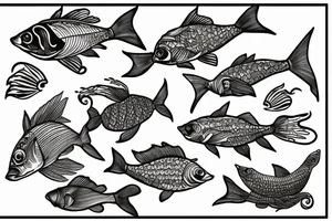 Three fishes swimming underwater tattoo idea