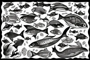 Three fishes swimming underwater tattoo idea
