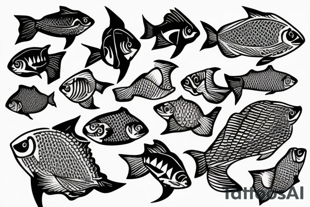 Three fishes swimming underwater tattoo idea