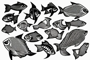 Three fishes swimming underwater tattoo idea