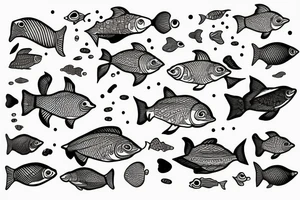 Three fishes swimming underwater tattoo idea