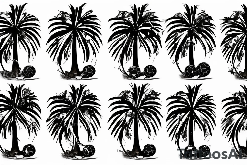 coconut tree with soccer ball tattoo idea