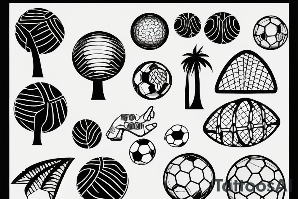 coconut tree with soccer ball tattoo idea