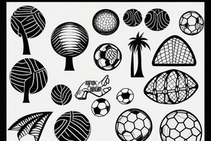 coconut tree with soccer ball tattoo idea