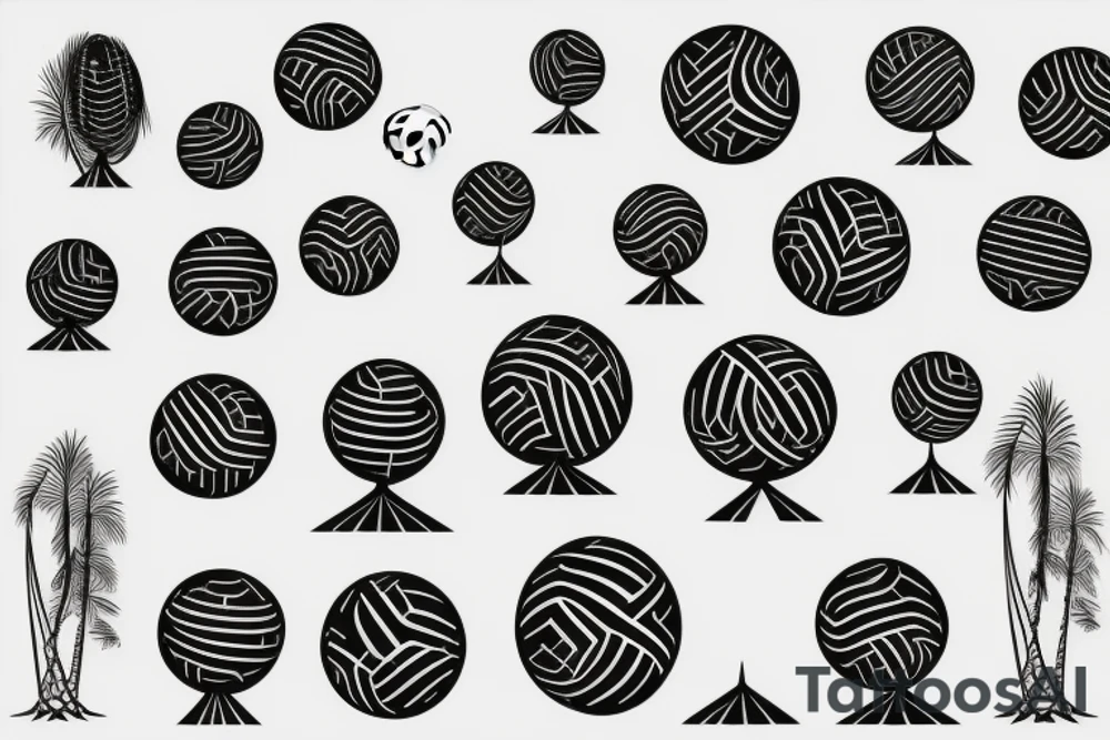 coconut tree with soccer ball tattoo idea