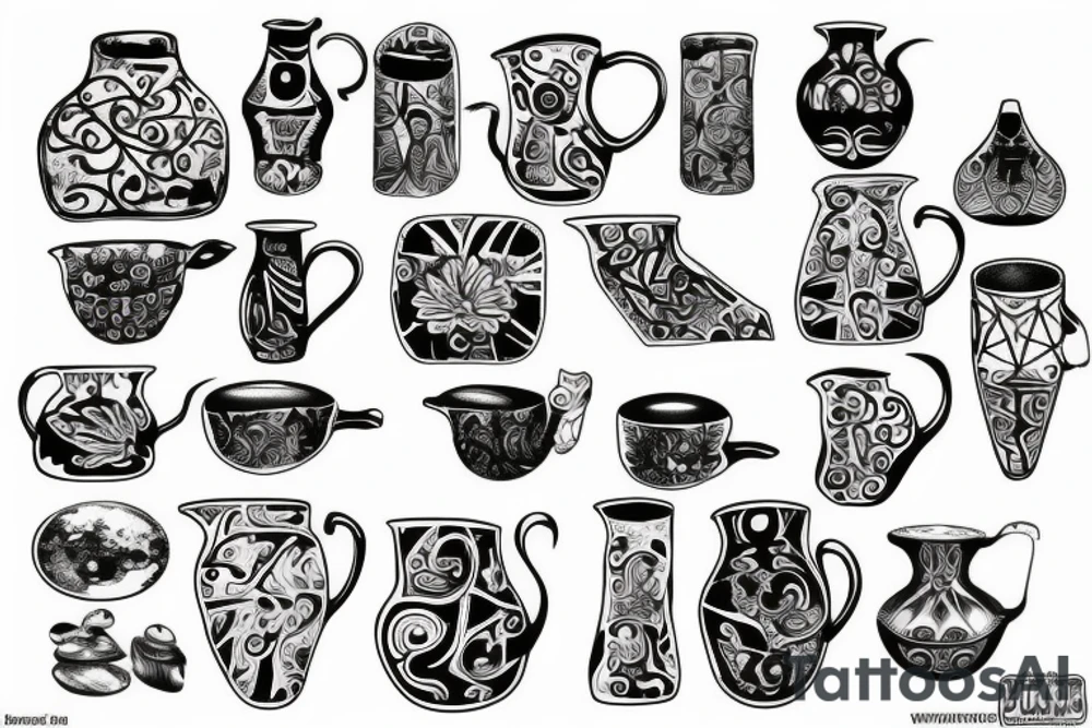 cracked water pitcher tattoo idea