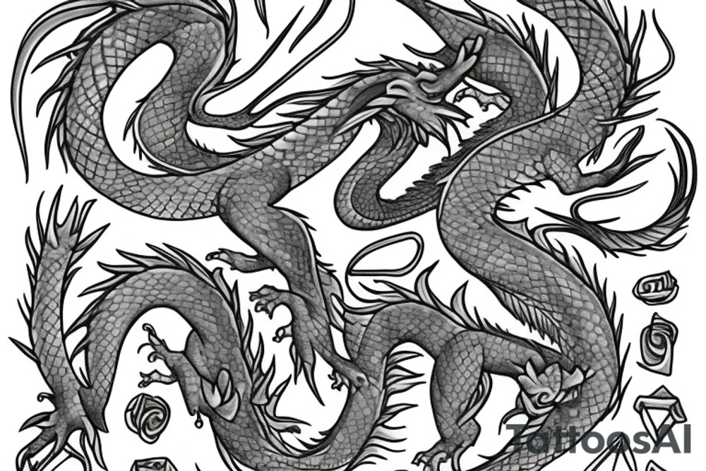 Dragon with a rabbit coexist tattoo idea