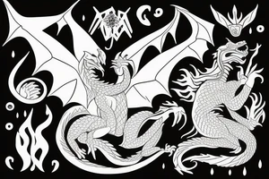 Dragon with a rabbit coexist tattoo idea