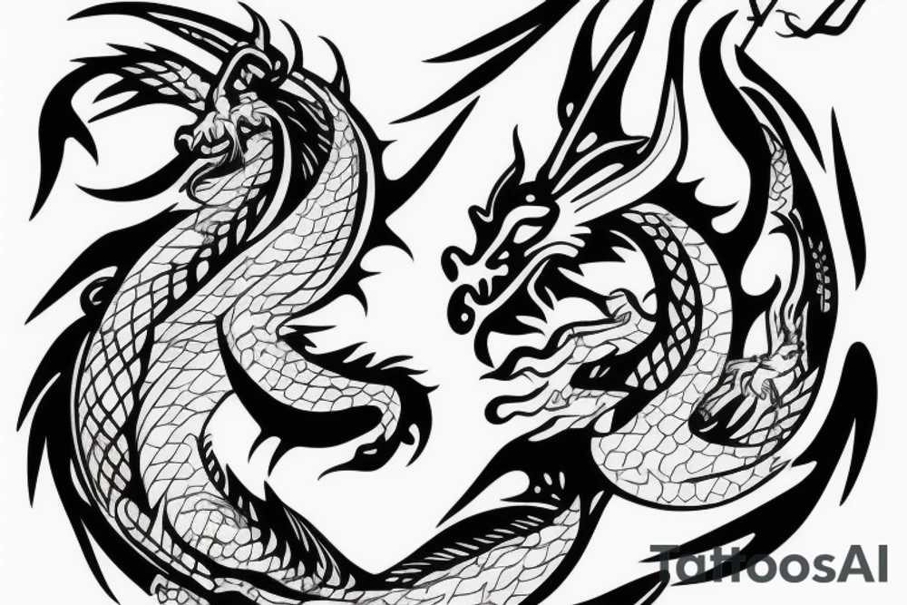 Dragon with a rabbit in love tattoo idea