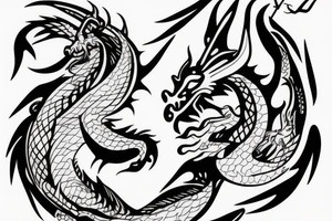 Dragon with a rabbit in love tattoo idea