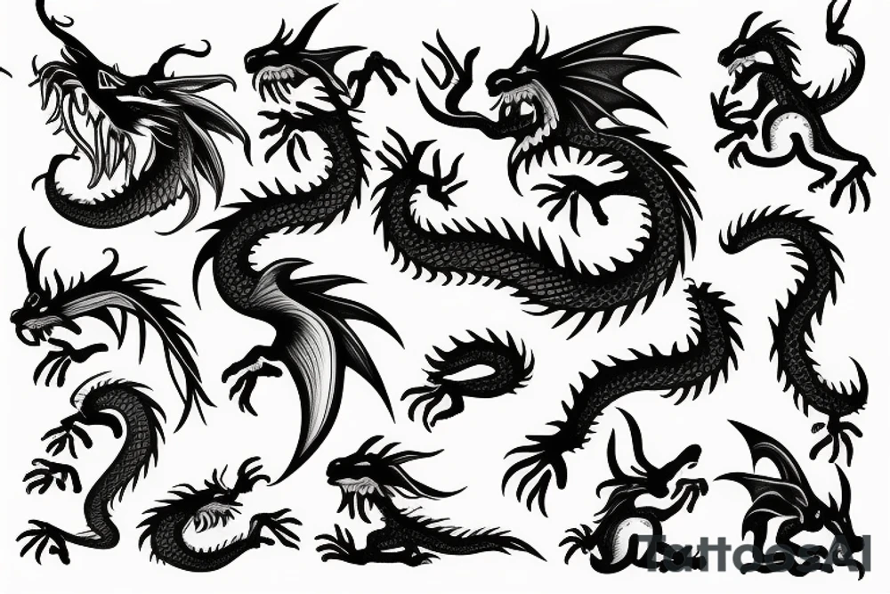Dragon with a rabbit in love tattoo idea
